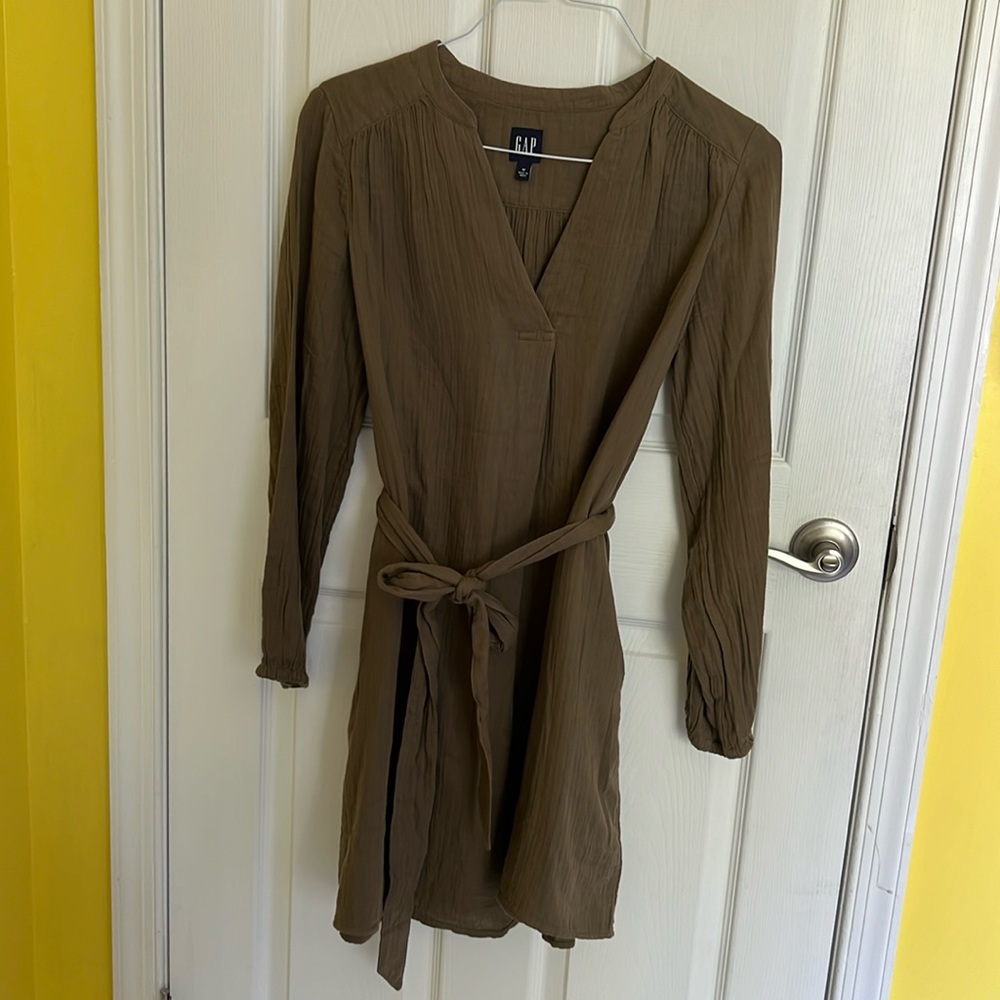 Olive green dress with belt